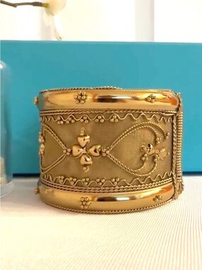 CUFF BRACELET ~ Gold-Toned Ornate Cuff Bracelet w/Hinge Opening